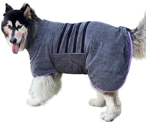 Hunde-Trockenmantel – Hunde-Bademantel, Handtuch, Mikrofaser, schnell trocknend, super saugfähig, für Hunde und Katzen, Bademantel für Katzen & XS, klein, mittelgroß, groß (Rückenlänge 50 cm))