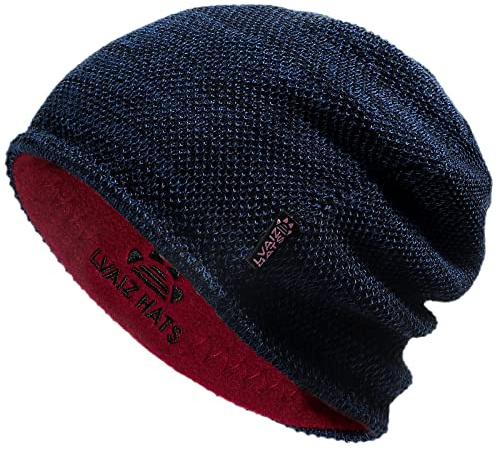 Lvaiz Hats Mens Winter Beanie Hat Warm Fleece Lined Skull Cap for Men Reversible Women Windproof Watch Hat Knit Warm Unisex Beanie