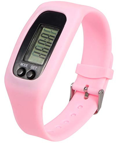 ULTECHNOVO Schrittzähler Sportuhr Fitnessuhr Silikon Smart Schrittzähler Wecker Schrittzähler Uhr Laufen Walking Zähler Zeitanzeige Band Für Damen Herren (Rosa) Modisches Armband