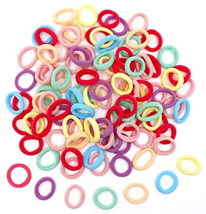 100 pezzi di piccoli elastici per capelli da donna, coda di cavallo elastica dei capelli di 2 cm colorata, mini fascia per capelli per le ragazze del bambino Toddler