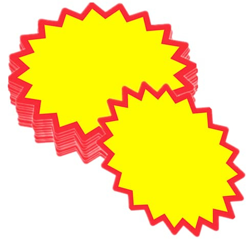 FZLANQ 100 PCS Sales Price Label Blank Star Retail Sale Signs Price Tags Burst Paper Signs for Retail Store Grocery Shop Party Favors