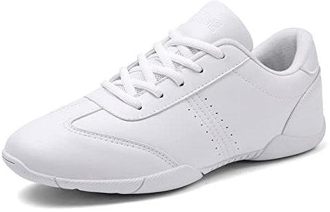 Chaussure de Cheerleading pour Femmes Fille Légères Mode Chaussures de Pom-Pom Chaussures de Danse Gymnastique Blanc 38