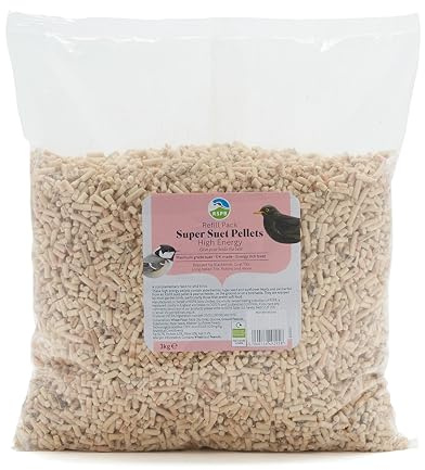 RSPB - Winter Suet Pellets, Wild Bird Food for Small Birds, Robins, and Common Garden Breeds, with Raisins, Suitable for Year-Round Feeding, Made in the UK (High Energy Sprinkles) (3kg Refill)