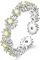 CRYSLOVE 925 Sterling Silber Gänseblümchen Ringe Frauen Damen Daisy Blumenring Verstellbares Offenes Fingerring Stapelbarer Minimalistischer Ring Schmuck Geschenke für Frauen