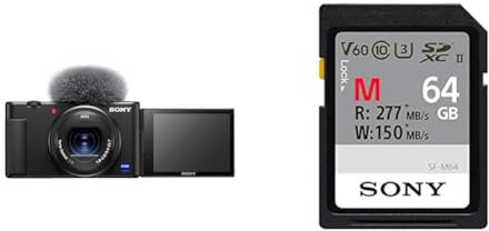 Sony Vlog-Kamera ZV-1 (Digitalkamera, 24-70mm, seitlich klappbares Selfie-Display für Vlogging & YouTube, 4K Video) + Speicherkarte