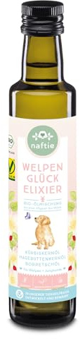 naftie Bio Welpenöl Welpenglück - Öl Mix für Welpen & Junior-Hunde - Futteröl Ölmischung - Nahrungsergänzung Futterzusatz - 250ml
