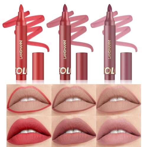 Pintalabios, Perfilador de Labios, Lip Liner Mate Cremoso Para Deslizamiento Fácil, Delineador de Labios Suave Resistente al Agua, Nude (01)