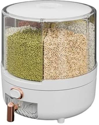 Flingdispenser Flingbehållare Spannmålsförvaringsbehållare För Ris Roterande Dispenser Med Silikonförsegling 360° Roterande Multifunktionell Livsmedelsdispenser Matbehållare(White,23.5 * 29cm)