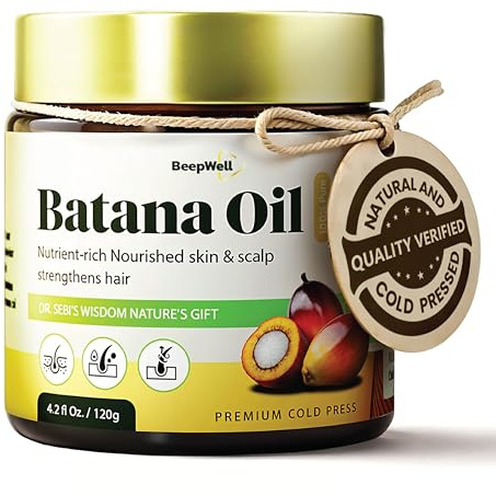 Naturlig Batana Hårolja från Honduras 125 ml 4,2 fl oz – Oraffinerad Ren Olja för Hårfukt Styrka och Glans – Djup Vård för Torrt eller Skadat Hår