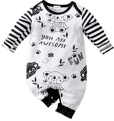 LIKPOJA Nyfödd babykläder set unisex baby onesie outfit en del sommar långärmad overall djur sparkdräkt för baby pojkar och flickor gåvor, Koala F, 0-3 månader