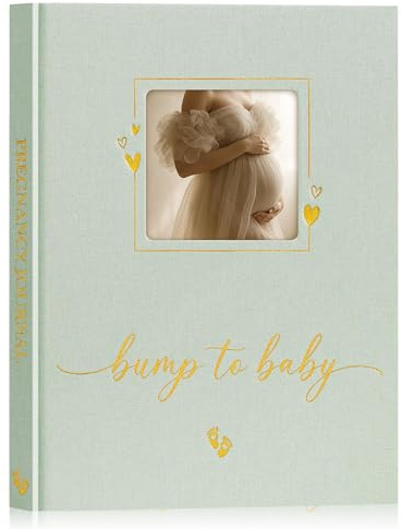 Lanpn Mon Journal de Grossesse, Livre Grossesse pour Future Maman, Carnet Grossesse Pregnancy 156 pages, Souvenirs Bébé Naissance, Cadeau Femme Enceinte Future Parents, Vert Sauge, Anglais