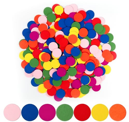 Sxutop 300 Piezas Discos de Madera Pequeños Fichas de Madera Redondas Colores Rodajas de madera Círculos de Rebanadas 20 mm para Manualidades DIY Decorar Tallado (7 Colores)