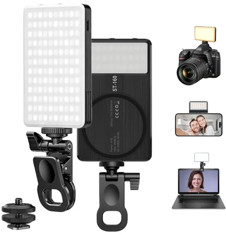 Selfie Licht, Magnetische Selfie Licht, Handy Licht Mit Clip 160 LEDs, 3000 Mah Tragbares Led Licht, 2500K-9000K 10 Stunden Stufenloses Dimmen Kamera Licht Für Phone, Tablet, Laptop, YouTube, Tiktok