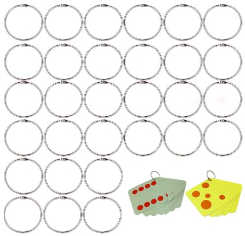 Anelli con Gancio in Metallo 30 Pezzi Made in Italy, Apribili Circolari da 25 mm per Tende Doccia, Raccoglitori, Documenti, Campionari, Argento Lucido per Casa e Ufficio