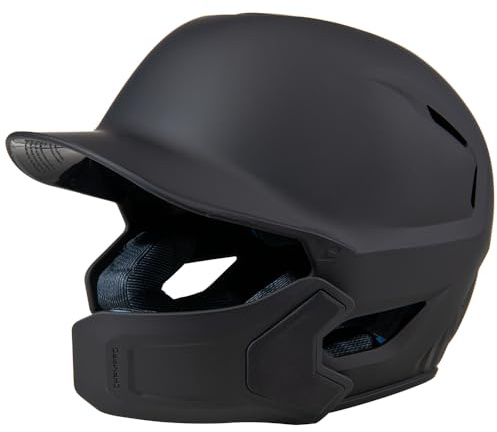 Champro HXE Matte Baseball Batting Helmet with Jaw Guard, Medium, Black