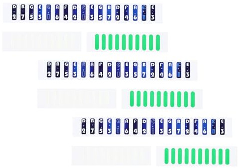 Hemobllo Autocollants pour Notes de Kalimba 17 Pièces, Autocollants D’échelle Verts et Blancs, Accessoire Débutant pour Instrument à Doigts, Outil Éducatif Facile à Coller et Retirer,