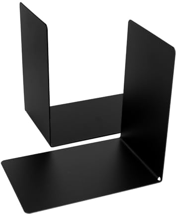 Westcott bokstöd svart (2-pack) | metall 90 x 140 x 140 mm | Stabil bokhållare för böcker eller mappar | robust bokstativ med 1,0 mm materialtjocklek för kontor och hushåll | E-10244 00