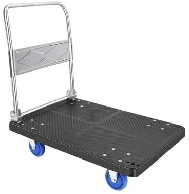 Fällbar säckvagn Plattform Lastbilar Dolly Cart Heavy Duty Kapacitet Stål Fällbar Stor flak Hand lastbil(Svart)