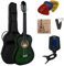4/4 GITARRE - KONZERTGITARRE IM SET - CLASSIC - GRÜN-SCHATTIERT - DECKE LINDENHOLZ - TASCHE - BAND - SAITEN - 3xPIK - STIMMGERÄT ET33B - C27