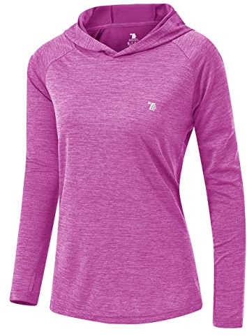 YSENTO Womens Long Sleeve Running Gym Tops Sports Workout Yoga Lightweight Training Hoodies(Purple,m)