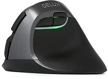 DeLUX Ergonomische Maus Kabellos, Mini Vertikale Maus, Stummes Klicken, Dual-Modus, 2.4G, BT, 6 Tasten, 4000 DPI, für Karpaltunnel, für Computer/Laptop/PC/Mac (M618MINI DB-Eisengrau)