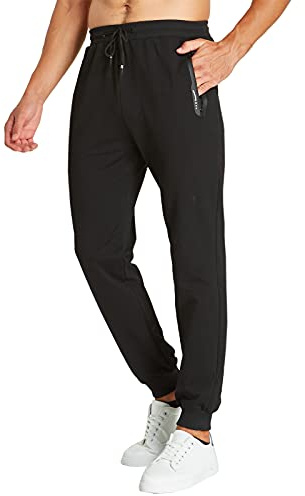 JustSun Pantaloni Tuta Uomo Sportivi Pantaloni Felpati Uomo Invernali Jogging Pantalone Slim Fit Uomo Cotone Nero XL