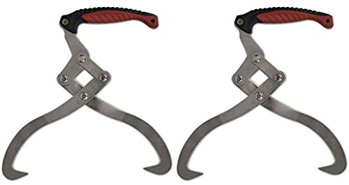 TEWTX7 Log Tongs with TPR Handle, Skidding Tongs, 2 pcs Lifting Logging Tongs for Log Lifting Handling Dragging Carrying Tool