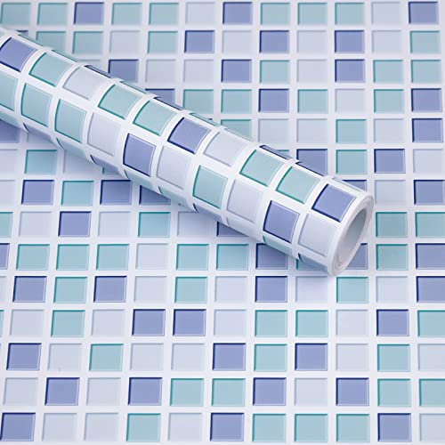 Hode Vinilo Azulejos Adhesivo Mosaico Azul, Vinilo Cocina Pared Azulejos(40X300cm), Vinilo Adhesivo Muebles Cuadros Azul, Vinilo Azulejos Cocina Baño, Vinilo Adhesivo Pared Baño