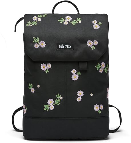 Ela Mo® Rucksack Damen - Arbeitsrucksack mit Laptopfach mit Anti Diebstahl - Mittelgroßer Damenrucksack für Uni, Schule, Büro & Reisen - Tagesrucksack für Mädchen und Frauen (Upsy Daisy)