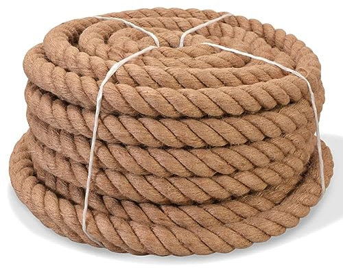 Gecheer Seil 100% Jute 20 mm 50 m langlebig guter Reißfestigkeit attraktiv weich für Landwirtschaft Schifffahrt Haus Garten Terrassengeländer Pflanzenstütze