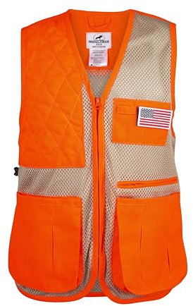 Mooselander Shooting Vest, Range and Skeet Shooting Vest with Right Hand Shoulder Pad (Orange/Khaki, X-Large/XX-Large)