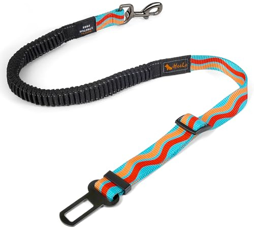 AYADA Cintura Sicurezza Cani Auto Regolabile Ammortizzazione Elastico Nylon,Guinzaglio per Cani Pettoglio Gatto Imbracatura Striscia Riflettente Moschettone Viaggio Accessori (Cielo Blu)