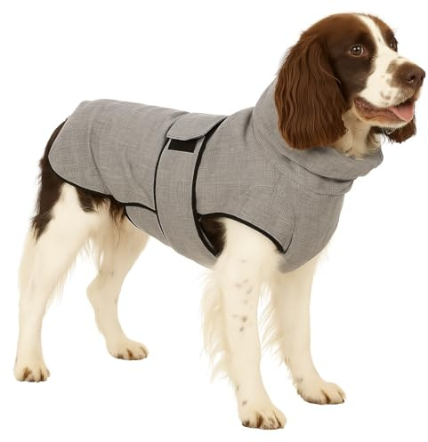 Flamingo Hundemantel Winter – Iglu Grau – 50cm – warm & modisch – Polyester – wasserabweisend – isothermische Innenschicht – reflektierend – Brust- & Bauchabdeckung – Geschirröffnung