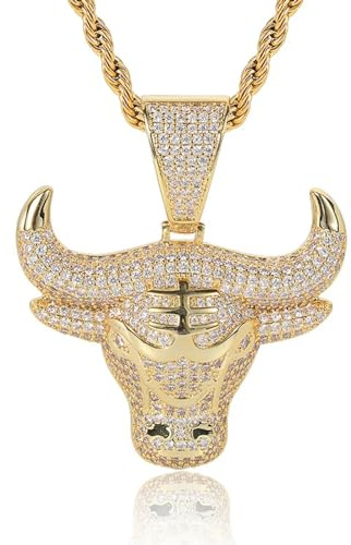 JPXXFM Collana Ciondolo Uomo Catena di Donne Gioielli Hip Hop Ice Testa a Sospensione Collana per Uomini Donne Glamour Glamour Rock Rap Rap