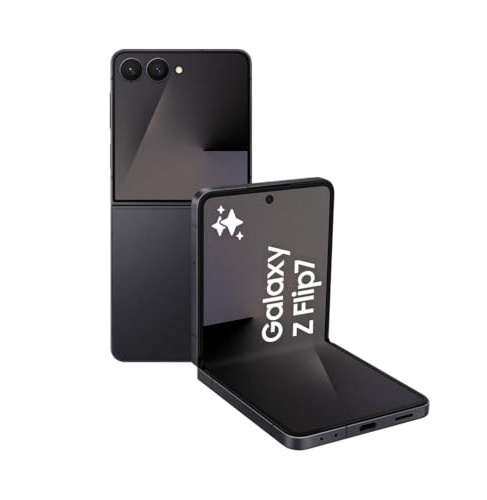Samsung Galaxy Z Flip7 AI Phone, Thin & Light Foldable Design, Large Cover Screen, 50MP Camera, 512GB Storage, 12GB Memory, 4300mAh Battery, Jetblack, 3 Year Extended Warranty (UK Version)