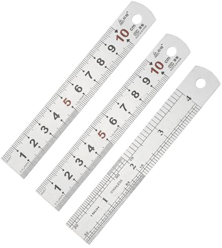 PATIKIL 3 Piezas Regla Metálica Recta 10 cm/4 Regla De Acero Inoxidable