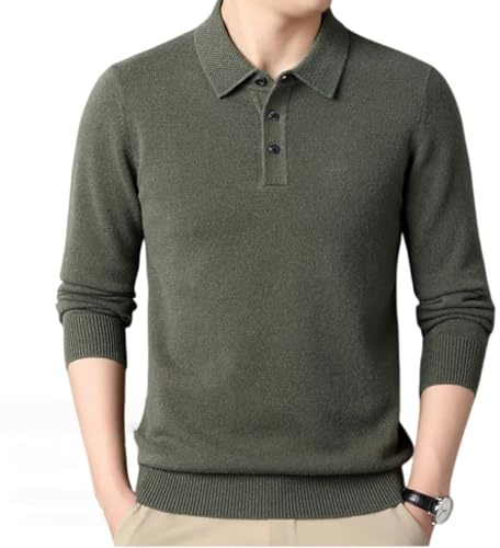 Generisk högkvalitativ kashmirtröja för män, business casual, 2025; original kashmirtröja med V-ringning; tröja med fjärdedels-knappslå, Pea Green, 4XL