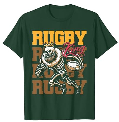 Rugby Esqueleto Equipo Haka - Jugador Rugbista Camiseta, Hombre, Verde Bosque, XXL