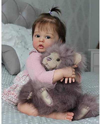 YIHANGG Realistisch Mädchen Puppe 60cm Niedlich Reborn Puppe Neugeborenes Reborn Baby 24 Zoll Prinzessin 3D-Farben-Skin Künstlersammlung Kinder Geschenk Spielzeug