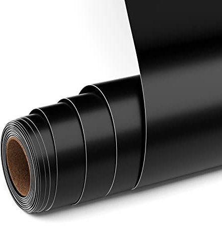 UIOK Vinylfolie Plotter Matte Schwarz Selbstklebende Folie, 12 x 15ft Vinyl Plotterfolie Rollen Selbstklebende Folie für Cricut und Anderen Bastelschneidern DIY Dekorfolie (Schwarz)