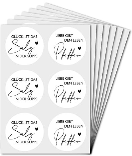 younikat 48 Sticker Aufkleber Salz & Pfeffer - Gastgeschenke Hochzeit - Etiketten selbstklebend Hochzeitsgeschenk - Dekoration für das Brautpaar Vintage - dv1139