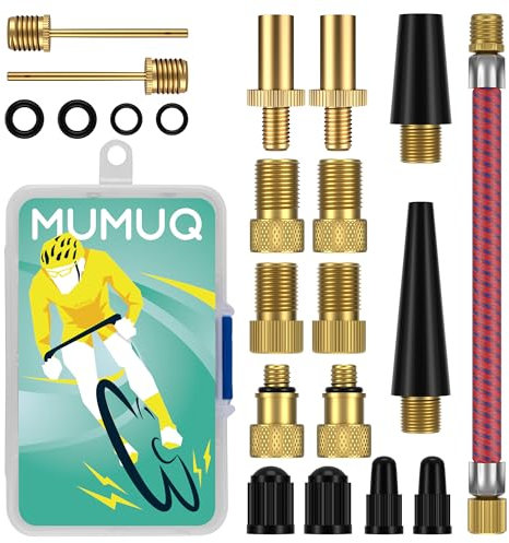 MUMUQ Fahrradventil Adapter Set, Französisches Ventil Adapter, Autoventil Adapter, Ventiladapter für Luftpumpe, Kompressor und Fahrradpumpe - DV AV SV Kompatibel