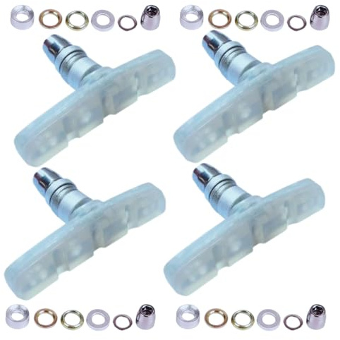 ANDINUS Set de 4 Zapatas de Freno de Bicicleta – Gomas de Freno, Repuestos para Bicicleta de Montaña/Carretera, BMX, MTB, City, Urbana (Transparentes)