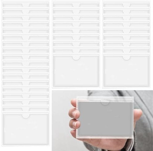 36 Stück Etikettenhalter,Etikettenhalter Selbstklebend 10 X 6 Cm,Visitenkartentaschen Selbstklebend,Selbstklebend Visitenkartenhüllen,Visitenkarten Hülle,Für Büro Zuhause Schule Und Sortieren