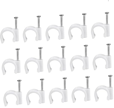 Tofficu 100pezzi Clip Per Pvc Ganci Per Tubo Elettrico Fissaggio Muro Organizzatore Per Installazione Facile e Bianco