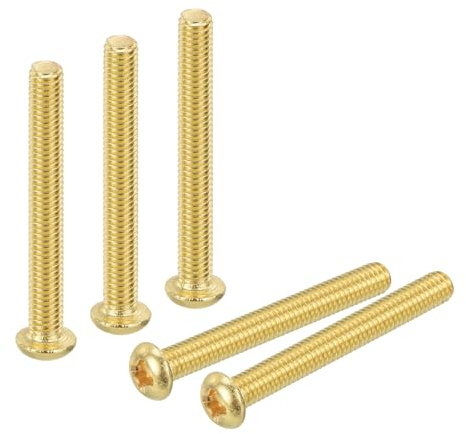 QUARKZMAN 20 stycken maskinskruvar i mässing, M3 x 25 mm Phillips Pan Head monteringsmaskinskruvar, Pan Head fästbultar för möbler, kontorsutrustning, elektronik, mässingsfärg