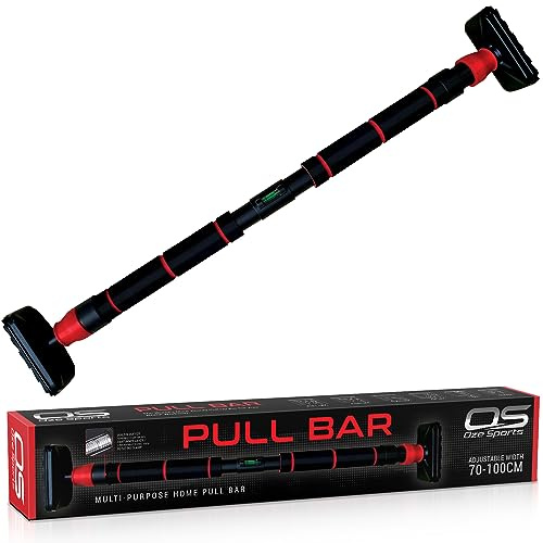 Door Pull Up Bar, Adjustable Width 60-97 cm, Locking Mechanism, Non-Slip Secure Grip, No Screws, with Rings, for Home Gym Upper Body Workout (Pull Up Bar)