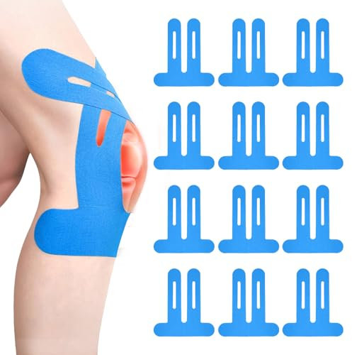 flintronic 12 Pezzi Kinesio Tape Sportivo, Impermeabile Tape Kinesiologico, Elastico Nastri Kinesiotapes Precut, per il Supporto Ginocchio, Articolare (Blu)