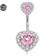 LAURITAMI 14G Piercing Ombelico Titanio,1 Pezzi Piercing Titanio Ombelico Cuore CZ Barre dell'ombelico Gioielli del Corpo per Donne Uomini 10mm Lunghezza