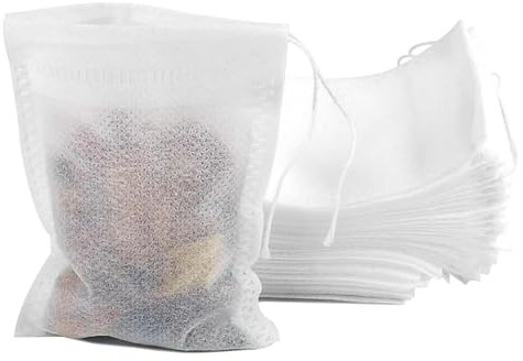 100 Pcs Empty Tea Bags,7x9cm Reusable Drawstring Bags,Cotton Muslin Bags Tea Filter Loose Tea Infuser for Tea Coffee Spice